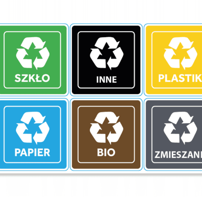 Naklejki na kosze do segregacji śmieci